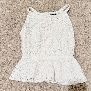 Nicole by Nicole Miller White Lace Peplum Tank Top Small